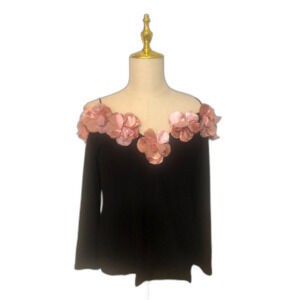 Vintage Paradyz Blouse XL Off Shoulder Long Sleeve Floral Flowy